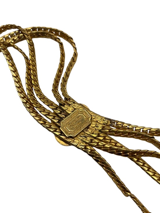 CHRISTIAN DIOR RARE VINTAGE GOLD METAL MULTI STRAND CHAIN BELT main image 7